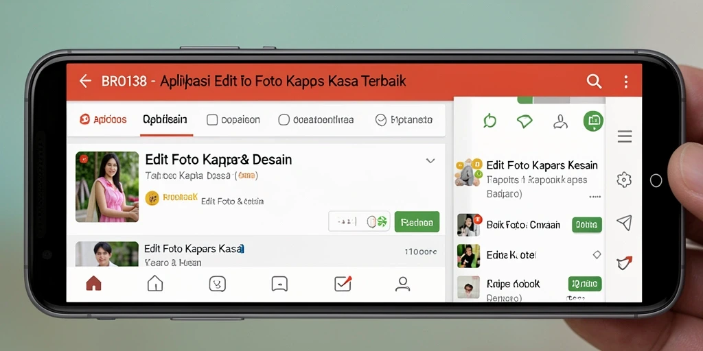 Antarmuka menarik aplikasi Edit Foto Kertas Kaca BRO138 yang mudah digunakan.