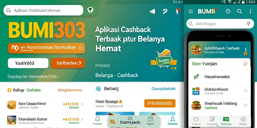 Tampilan aplikasi BUMI303 dengan fitur cashback yang menarik.