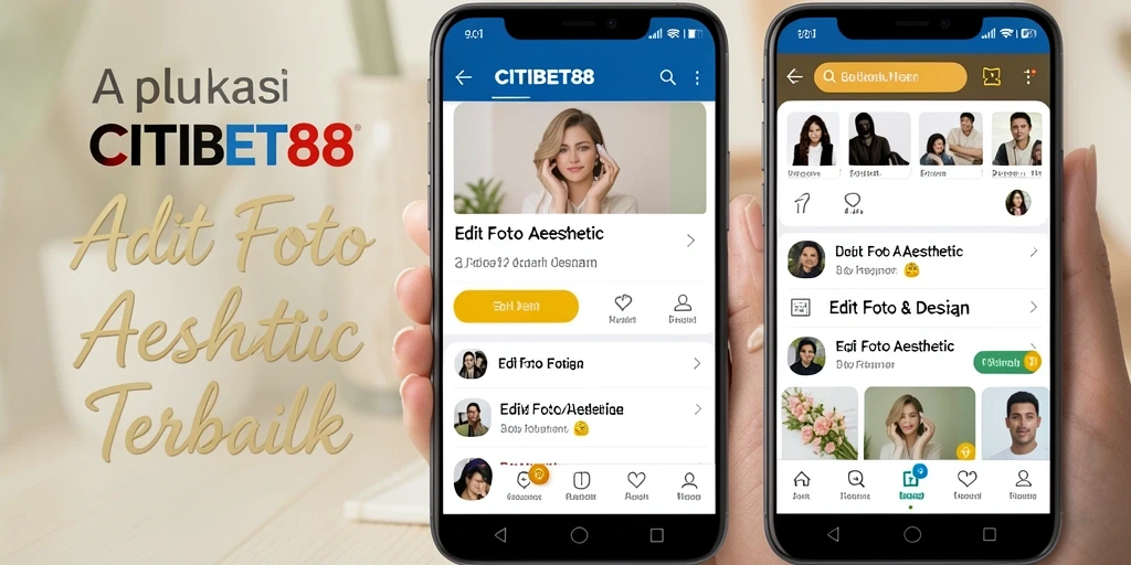 Tampilan antarmuka CITIBET88 dengan berbagai fitur edit foto aesthetic.