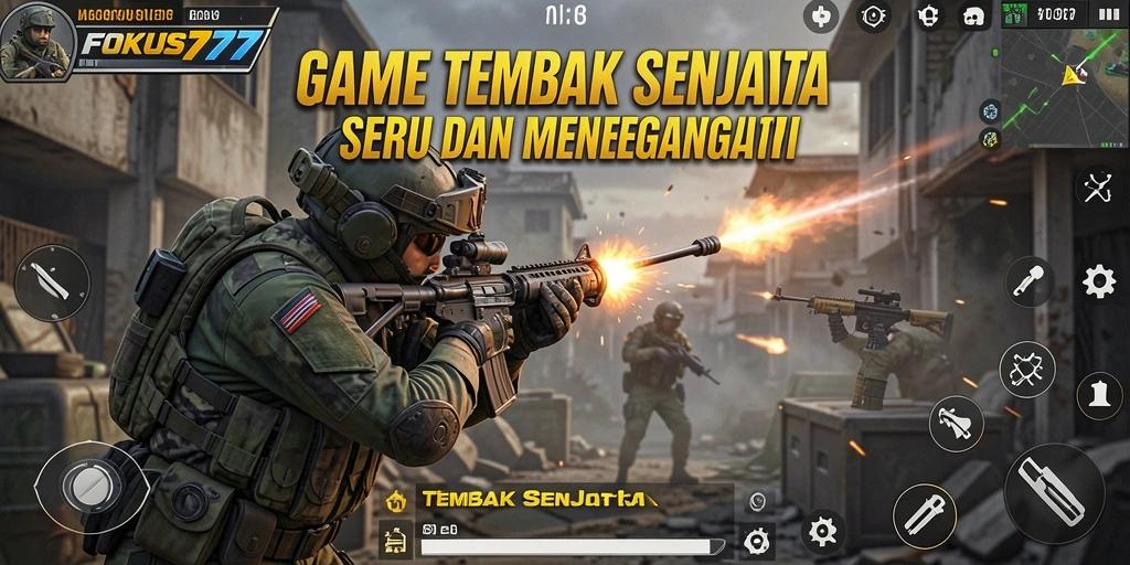 Antarmuka permainan FOKUS777 yang menarik dengan fungsi Tembak Senjata.