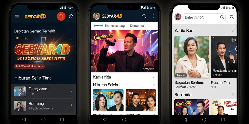 Tampilan antarmuka GEBYAR4D dengan berita selebriti terbaru.