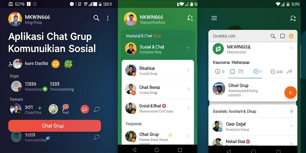 Antarmuka aplikasi MKWIN666 dengan fitur Chat Grup yang menarik.