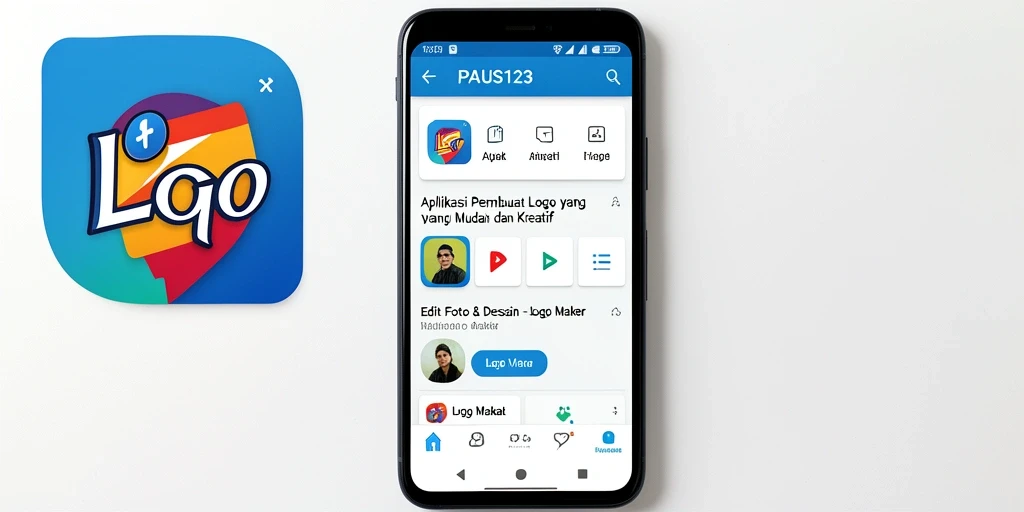 Tampilan antarmuka PAUS123 yang intuitif dan fitur Logo Maker yang menarik.