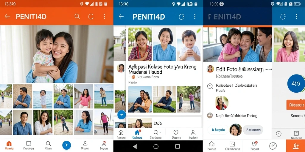 Tampilan antarmuka aplikasi PENITI4D untuk kolase foto yang intuitif.