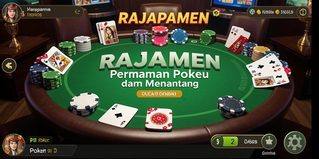 Tampilan antarmuka RAJAPAMEN dengan fitur poker menarik.