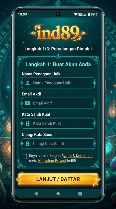 Cara Registrasi Akun Baru ind89 untuk Android